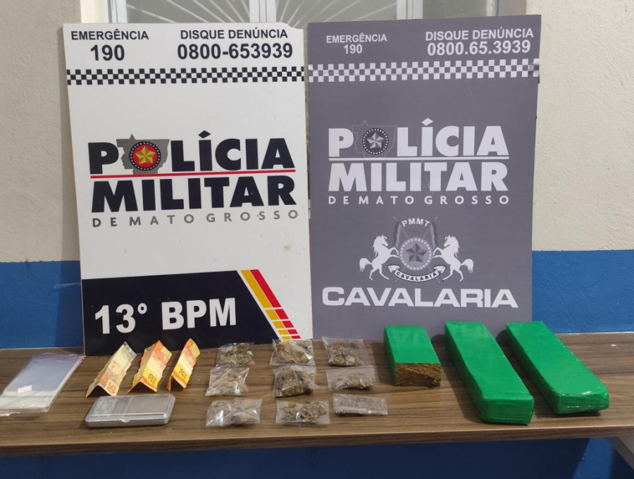 Cavalaria da PM prende duas pessoas por tráfico de drogas em Lucas do Rio Verde