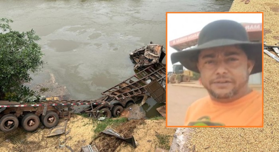  Caminhoneiro morre após carreta despencar de ponte e cair no Rio São Lourenço, em Jaciara