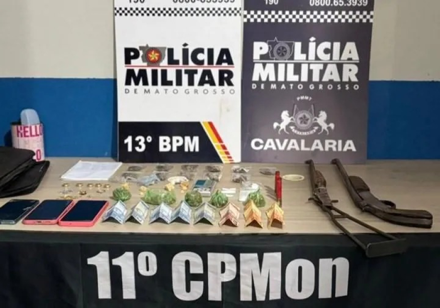 Cavalaria da PM apreende drogas, armas e prende três suspeitos durante ações em Lucas do Rio Verde
