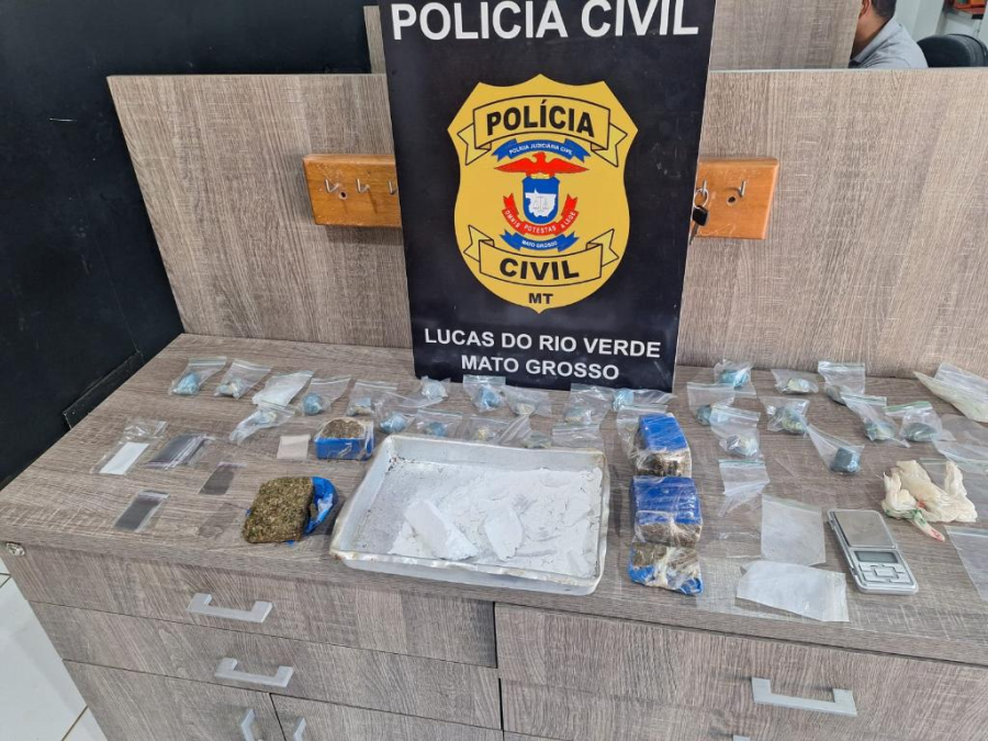 Polícia Civil fecha ponto de armazenamento de drogas e prende suspeito em flagrante em Lucas do Rio Verde